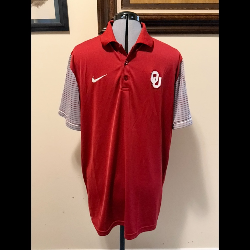Nike Ohio University OU Red and White Dri-fit Polo Shirt